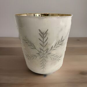 Pottery barn beautiful glitter snowflake votive candleholder, Large 6” Height